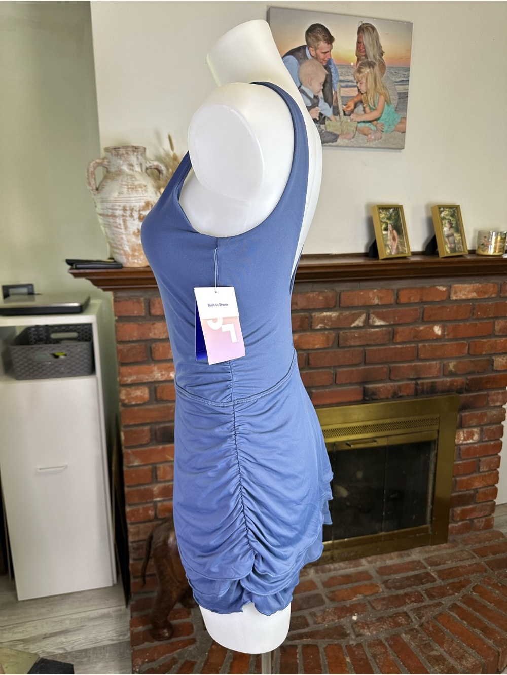 Blue Sleeveless Tiered Skort Dress - Picture 3 of 9